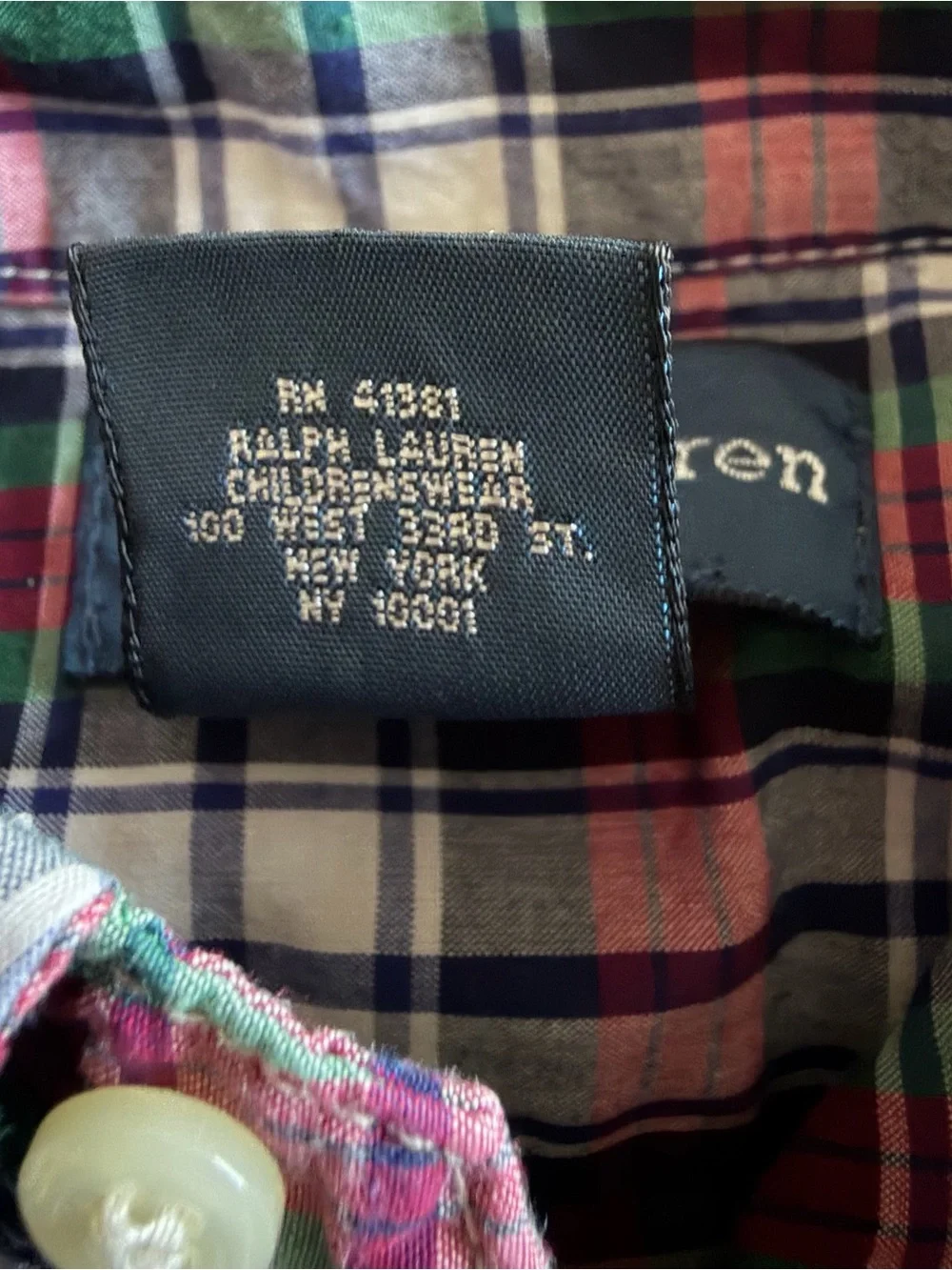 Ralph Lauren Shirt Boys 5 Multicolor Plaid Long Sleeve Button Down Collared